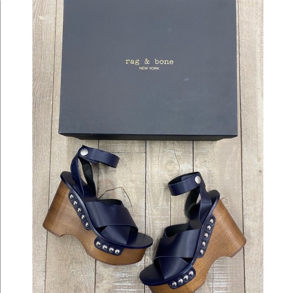 Rag & Bone Hester wooden platform Rare sold out wood boho - Picture 3 of 4